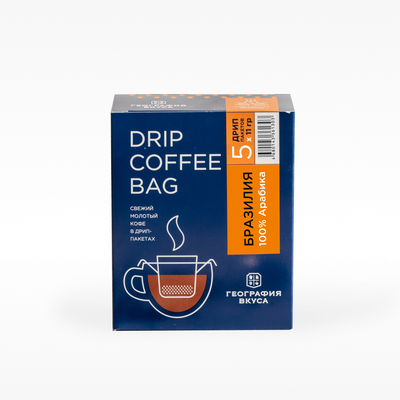 Кофе дрип пакет ГЕОГРАФИЯ ВКУСА "Бразилия", 5шт