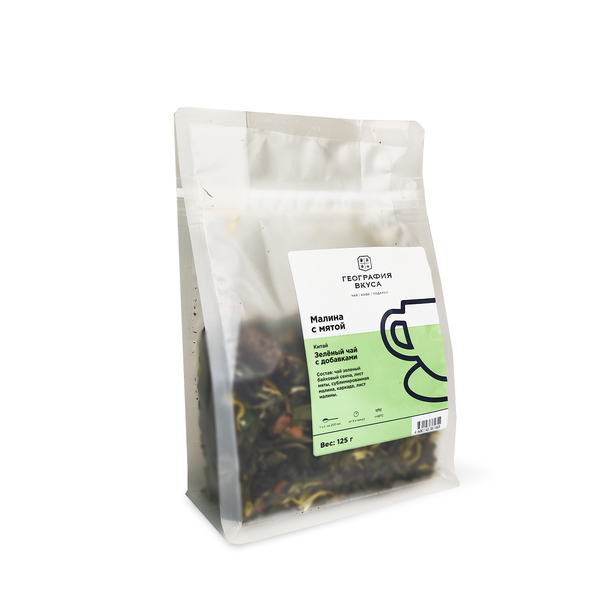СТМ Чай зеленый ароматизированный листовой "Малина с мятой", 125 гр