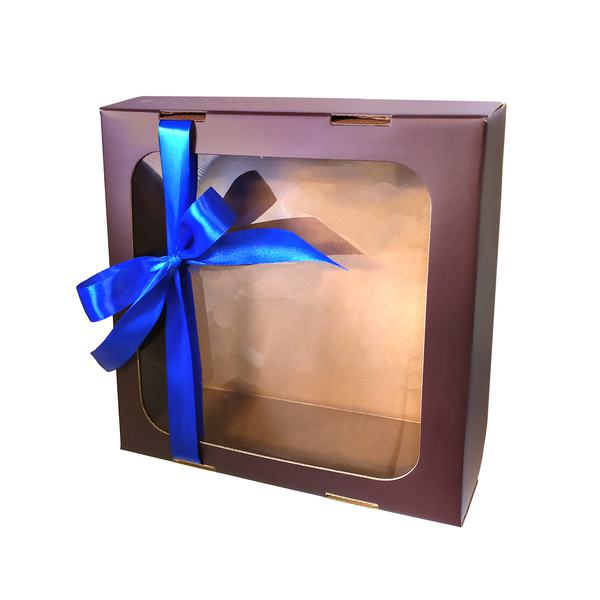 Коробка подарочная "ГВ" с окном + декор украш.коричневая